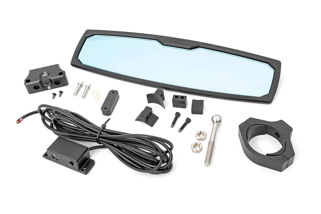 UTV Aluminum Rear View Mirror | Dome Light| 12" | 1.75-2" Mount Rough Country