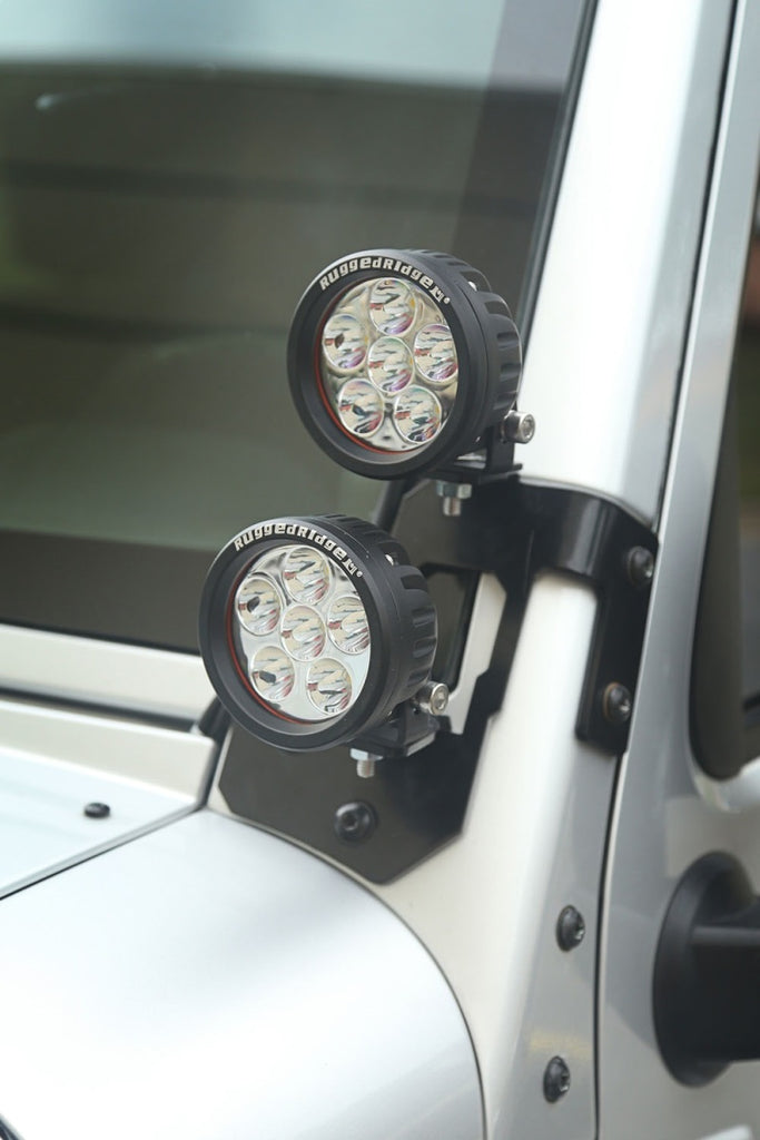 Rugged Ridge 07-18 Jeep Wrangler JK Semi-Gloss Black A Pillar Light Mount Rugged Ridge