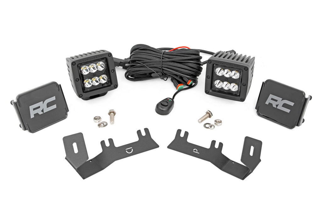 LED Ditch Light Kit | 2in Black Pair | Spot | Chevy/GMC 1500 (14-18) Rough Country