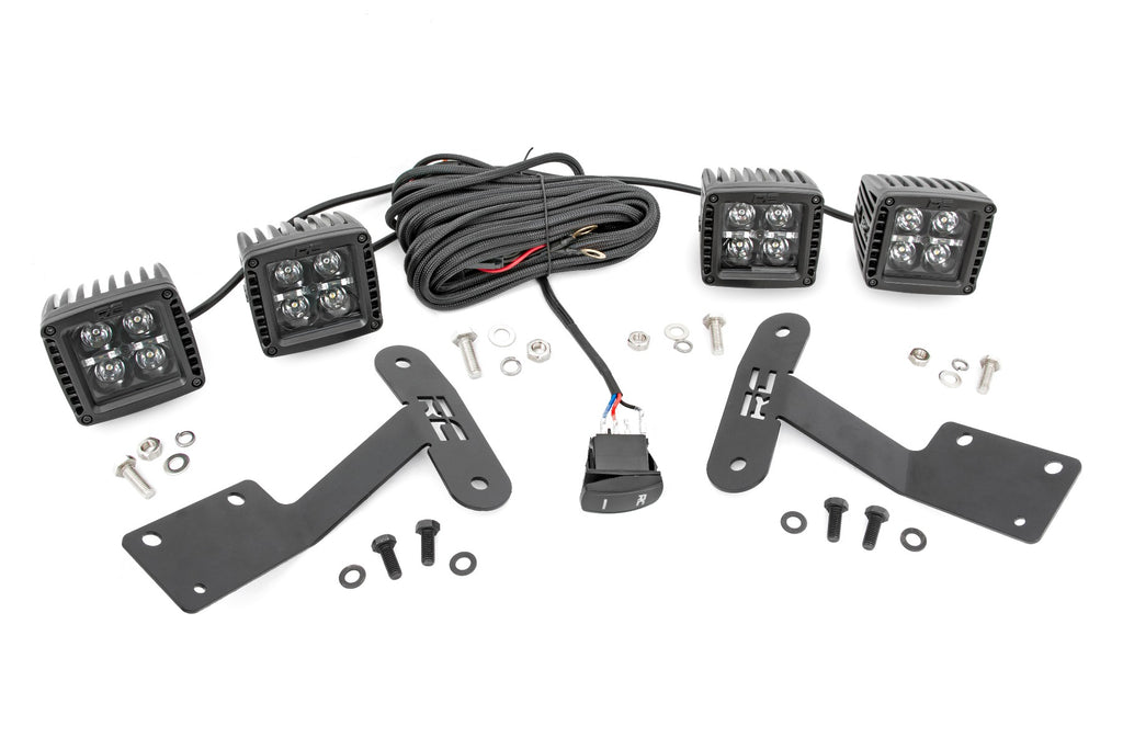 LED Light Kit | Ditch Mount | Dual 2" Black Pairs | Amber DRL | Toyota Tundra (14-21) Rough Country
