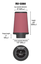 Load image into Gallery viewer, K&amp;N Filter Universal Rubber Filter 6 inch Flange 7.5 inch Base 5 inch Top 10 inch Height K&amp;N Engineering