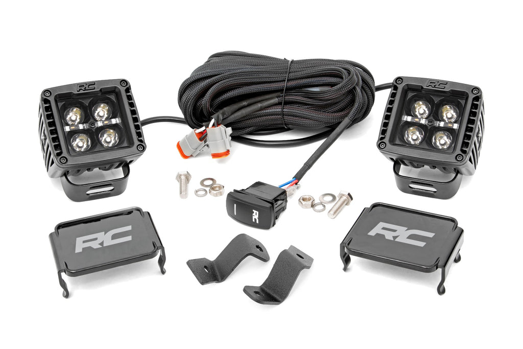 LED Light | Ditch Mount | 2" Black Pair | Amber DRL | Ford F-150 (15-23) Rough Country