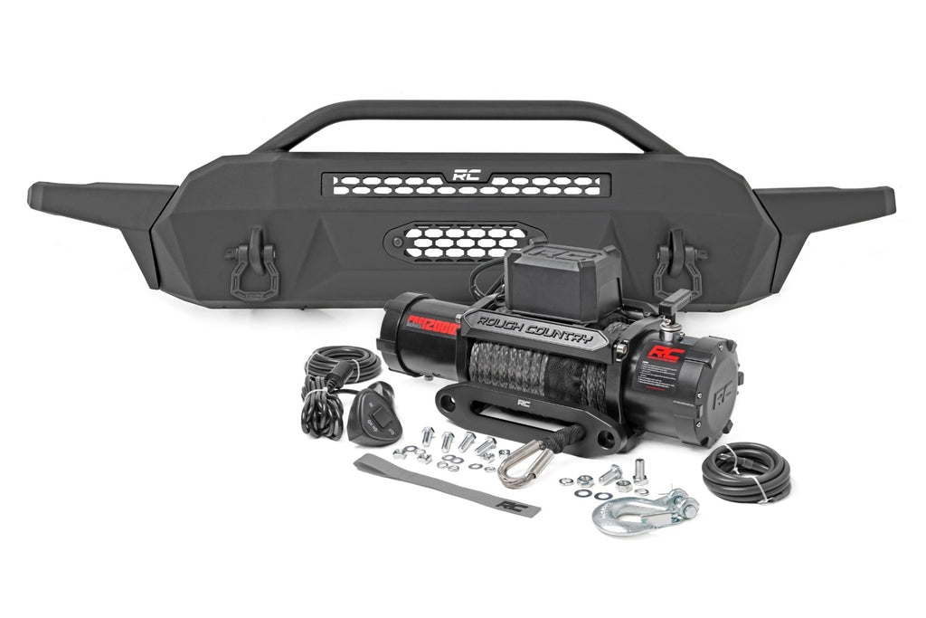 Front Bumper | High Clearance | 12000-Lb Pro Series Winch | Synthetic Rope Toyota Tacoma 4WD (16-23) Rough Country