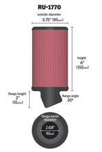 Load image into Gallery viewer, K&amp;N Filter Universal Rubber Filter 2 7/16 inch 20 Degree Flange 3 3/4 inch OD 6 inch Height K&amp;N Engineering