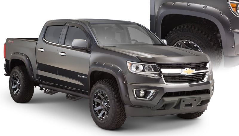 Bushwacker 15-18 Chevy ado Fleetside Pocket Style Flares 4pc 74.0in Bed - Black Bushwacker