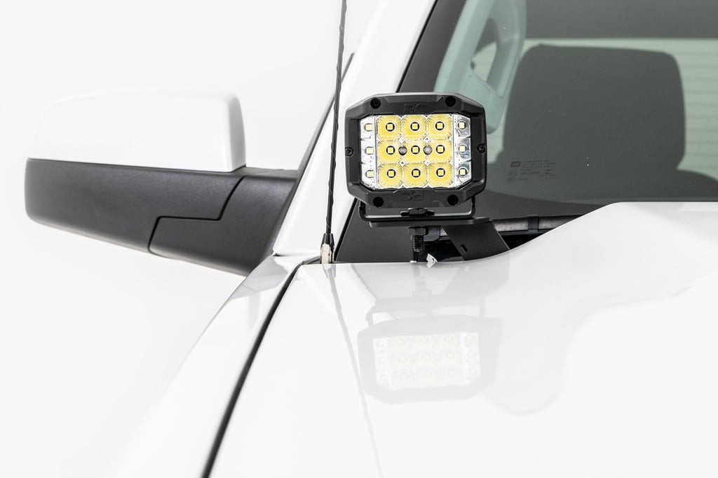 LED Ditch Light Kit | 2in Black Pair | Flood | Chevy/GMC 1500 (14-18) Rough Country