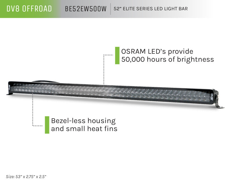 DV8 Offroad 52in Elite Series Light Bar 500W LED - Black DV8 Offroad