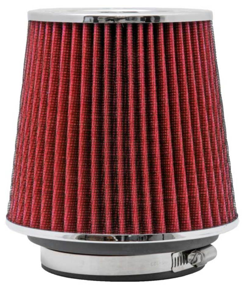 K&N Universal Air Filter Chrome Round Tapered Red - 4in Flange ID x 1.125in Flange Length x 5.5in H K&N Engineering