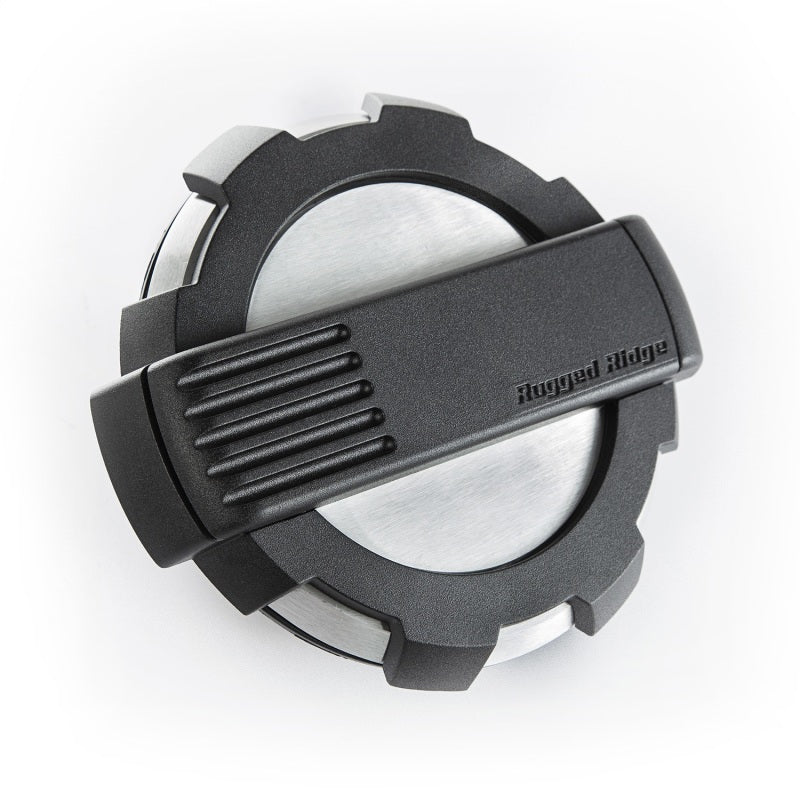 Rugged Ridge Elite Fuel Door Non-Lock Brushed Alum 07-18 Jeep Wrangler JK Rugged Ridge