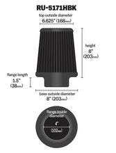 Load image into Gallery viewer, K&amp;N Universal Rubber Filter-Round Tapered 4in Flange ID x 8in Base OD x 6.625in Top OD x 8in H K&amp;N Engineering