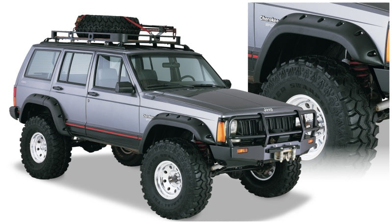 Bushwacker 84-01 Jeep Cherokee Cutout Style Flares 4pc Fits 4-Door Sport Utility Only - Black Bushwacker