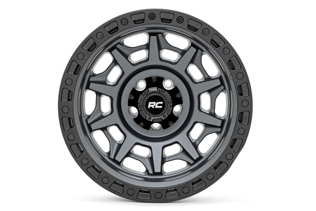 Rough Country 85 Series Wheel | Simulated Beadlock | Gunmetal Gray/Black | 17x9 | 6x5.5 | -12mm Rough Country