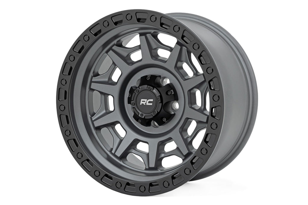 Rough Country 85 Series Wheel | Simulated Beadlock | Gunmetal Gray/Black | 17x9 | 6x5.5 | -12mm Rough Country