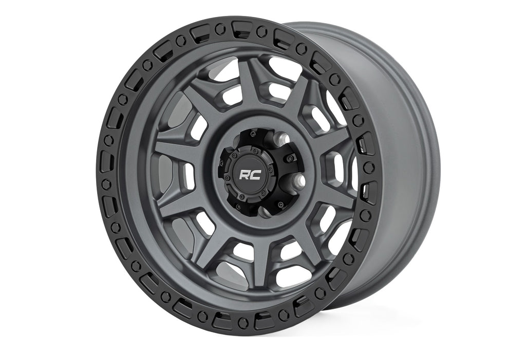 Rough Country 85 Series Wheel | Simulated Beadlock | Gunmetal Gray/Black | 17x9 | 6x135 | -12mm Rough Country