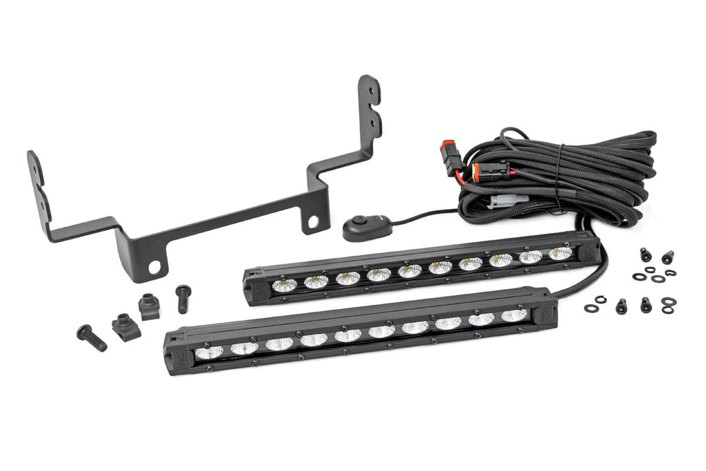 LED Light | Bumper Mount | 10" Black Slimline Pair | Honda Pioneer 1000/Pioneer 1000-5 Rough Country