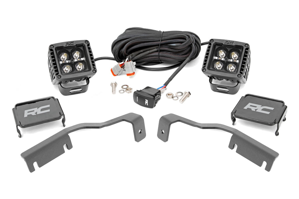 LED Light Kit | Ditch Mount | 2" Black Pair | Amber DRL | Nissan Frontier (22-23) Rough Country