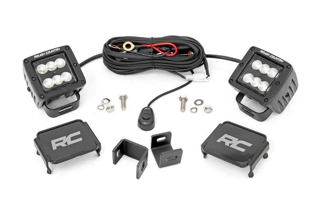 LED Light Kit | Ditch Mount | 2" Black Pair | Flood | Toyota Tundra (22-23) Rough Country