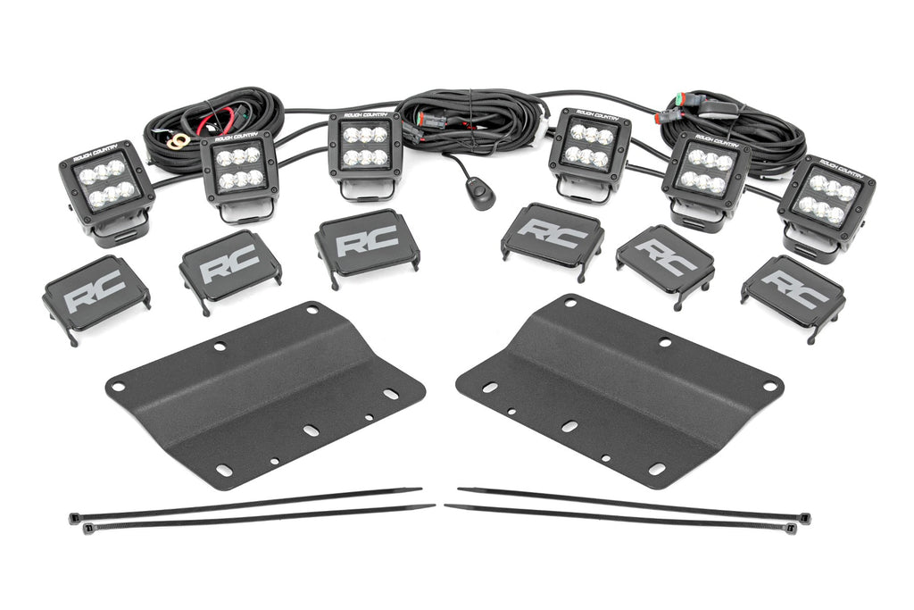 LED Light Kit | Fog Mount | Triple 2" Black Pair | Spot | Ford Bronco (21-23) Rough Country