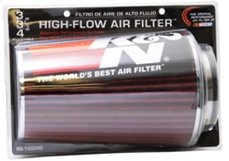 K&N Universal Air Filter Chrome Round Tapered Red - 4in Flange ID x 1.125in Flange Length x 9.5in H K&N Engineering