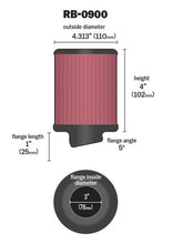 Load image into Gallery viewer, K&amp;N Universal Rubber Filter 3 inch 5 Degree FLG 4 1/2 inch OD 4 inch Height K&amp;N Engineering