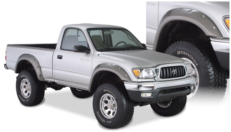 Bushwacker 95-04 Toyota Tacoma Fleetside Cutout Style Flares 4pc 74.5in Bed w/ 4WD Only - Black Bushwacker