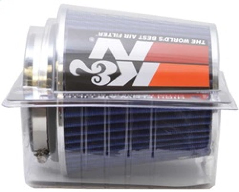 K&N Universal Air Filter Chrome Round Tapered Blue - 4in Flange ID x 1.125in Flange Length x 5.5in H K&N Engineering