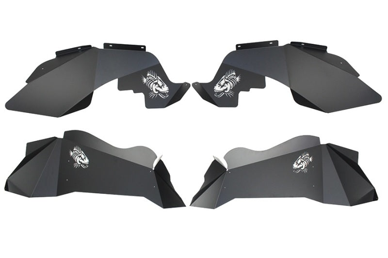 Fishbone Offroad 07-18 Jeep Wrangler JK Logo Aluminum Inner Fenders - Black Powdercoat Fishbone Offroad