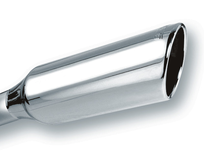 Borla 2.25in Inlet 4in Round Rolled Angle Cut x 12in Long Embossed Exhaust Tip Borla