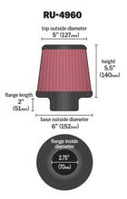 Load image into Gallery viewer, K&amp;N Filter Universal Rubber Filter 2 3/4 inch Flange 6 inch Base 5 inch Top 5 1/2 inch Height K&amp;N Engineering