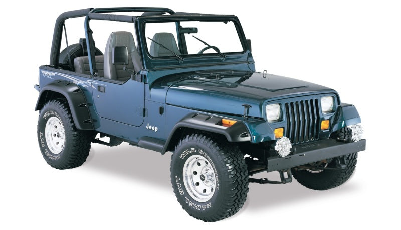 Bushwacker 87-95 Jeep Wrangler Cutout Style Flares 4pc Cutting Optional Not Renegade - Black Bushwacker