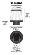 Load image into Gallery viewer, K&amp;N Universal Filter Chrome Round Tapered White - 4in Flange ID x 1.125in Flange Length x 5.5in H K&amp;N Engineering