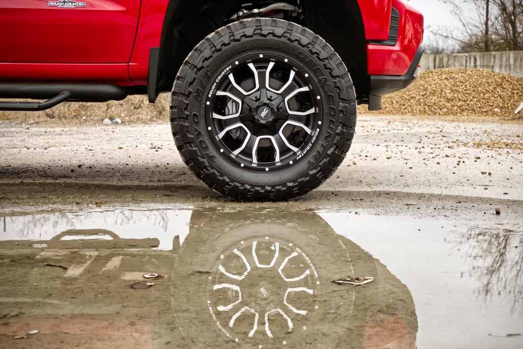Rough Country 93 Series Wheel | One-Piece | Machined Black | 20x10 | 5x5/5x4.5 | -18mm Rough Country