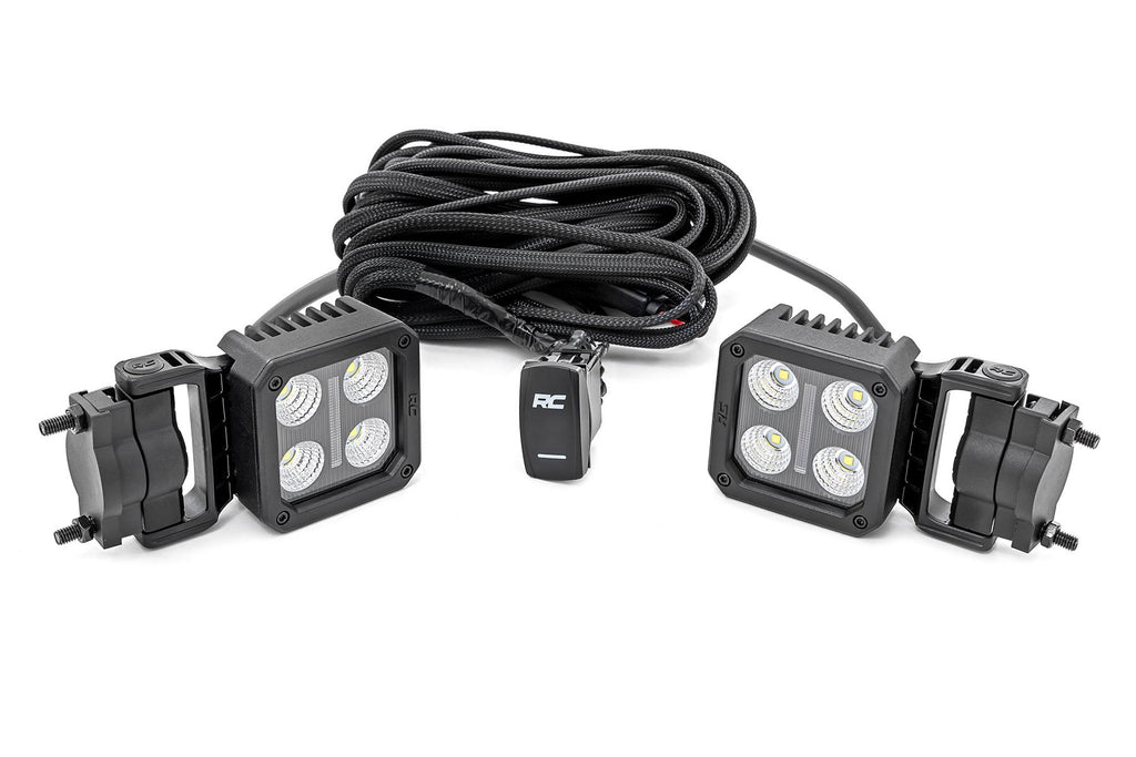 LED Light Pair | 2 Inch Square | Flood | Swivel Mount Rough Country