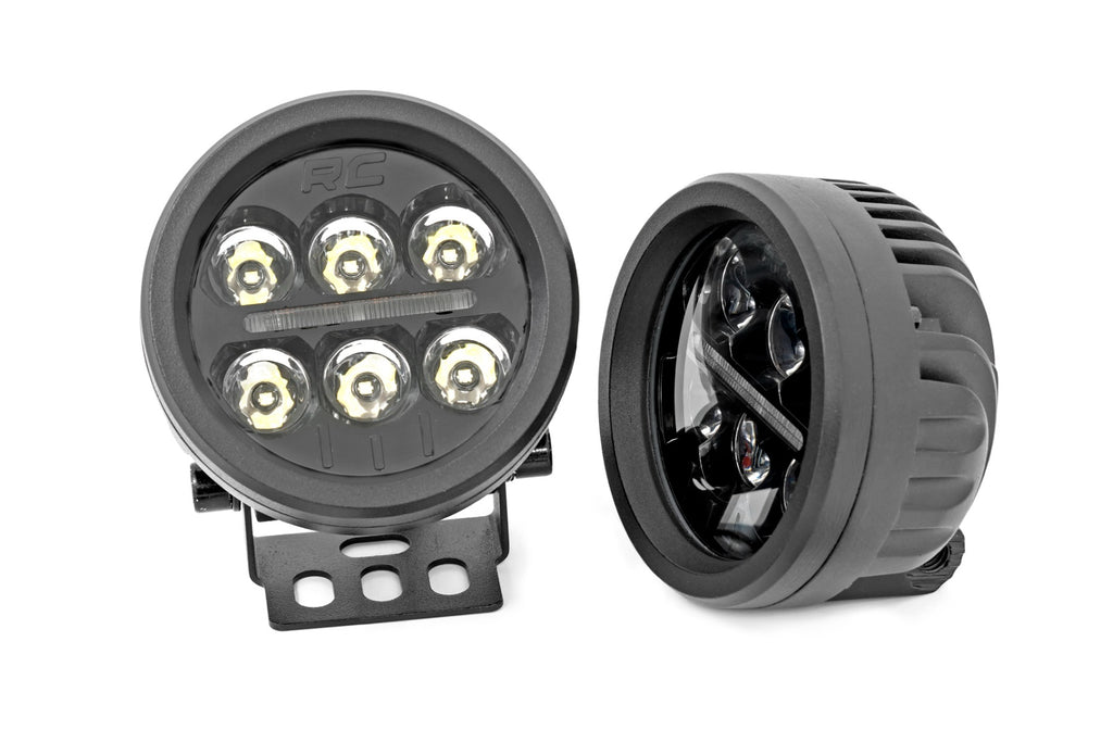 Black Series Round LED Light Pair | 3.5 Inch | Amber DRL Rough Country