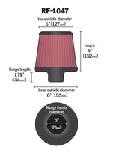 Load image into Gallery viewer, K&amp;N Round Tapered Universal Air Filter 3 inch Flange 6 inch Base 5 inch Top 6 inch Height K&amp;N Engineering