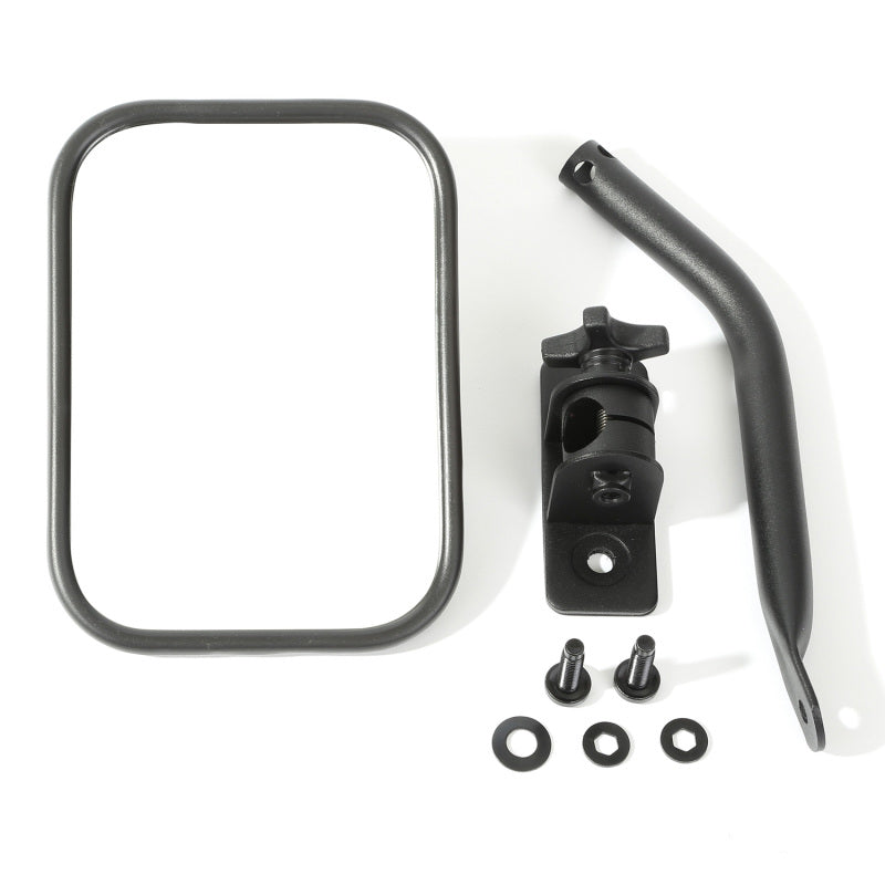Rugged Ridge 97-18 Jeep Wrangler Textured Black Rectangluar Quick Release Mirror Rugged Ridge