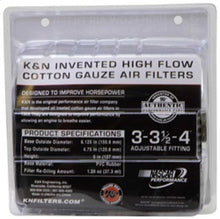 Load image into Gallery viewer, K&amp;N Universal Air Filter Chrome Round Tapered Blue - 4in Flange ID x 1.125in Flange Length x 5.5in H K&amp;N Engineering