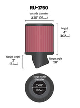 Load image into Gallery viewer, K&amp;N Filter Universal Rubber Round Straight Filter 20 Deg Angled 2-7/16in Flange 3-3/4in OD 4in H K&amp;N Engineering