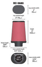 Load image into Gallery viewer, K&amp;N Universal Clamp-On Air Filter 2-7/16in Flange 4-1/2x3-3/4in Base 3x2in Top 6in Height K&amp;N Engineering