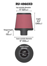 Load image into Gallery viewer, K&amp;N Filter Universal Clamp-On Filter-Round Tapered 2.75in Flange ID x 6in Base OD x 5in Top OD K&amp;N Engineering
