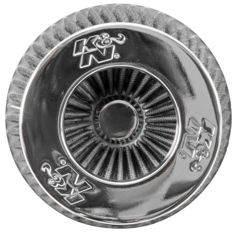 K&N Universal Filter Chrome Round Tapered White - 4in Flange ID x 1.125in Flange Length x 5.5in H K&N Engineering