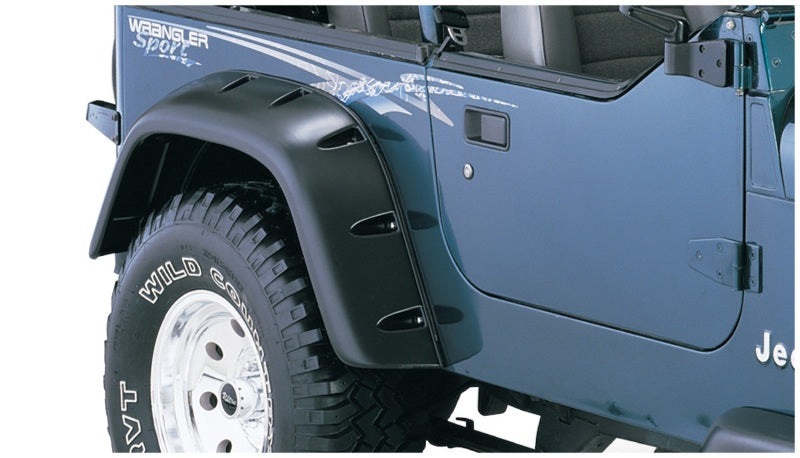 Bushwacker 87-95 Jeep Wrangler Cutout Style Flares 4pc Cutting Optional Not Renegade - Black Bushwacker