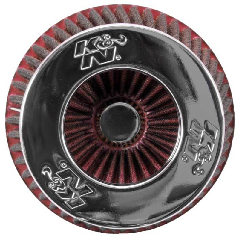 K&N Universal Air Filter Chrome Round Tapered Red - 4in Flange ID x 1.125in Flange Length x 5.5in H K&N Engineering
