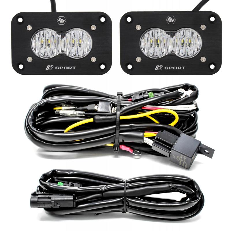 Baja Designs S2 Sport Flush Mount Wide Cornering Pattern LED Work Light Clear Lens Kit Baja Designs