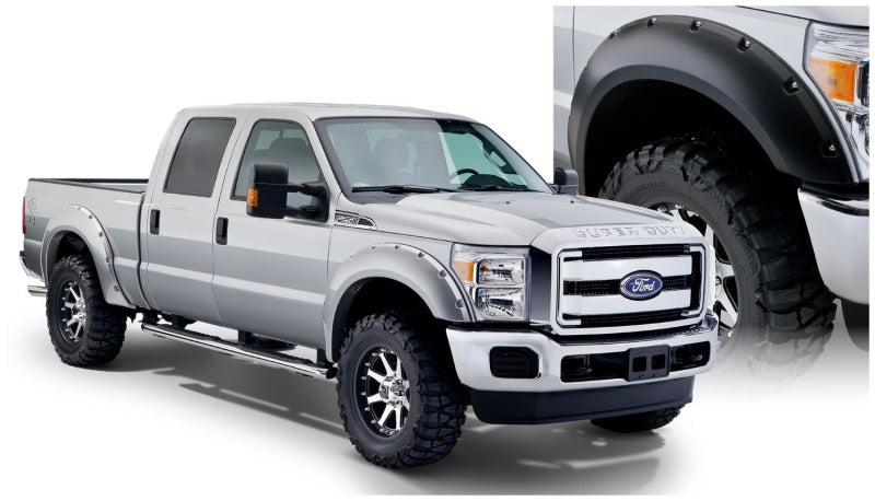 Bushwacker 08-10 Ford F-250 Super Duty Styleside Pocket Style Flares 4pc 81.0/96.0in Bed - Black Bushwacker