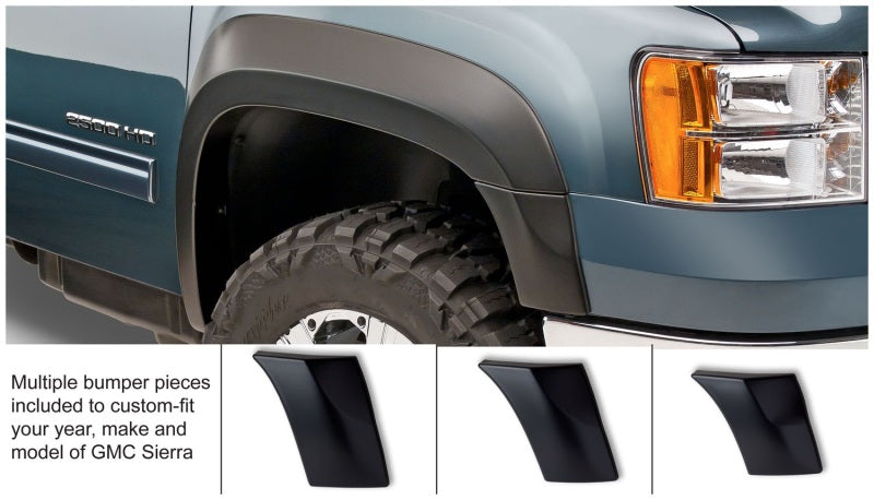 Bushwacker 07-13 GMC Sierra 1500 Fleetside Extend-A-Fender Style Flares 4pc 69.3in Bed - Black Bushwacker
