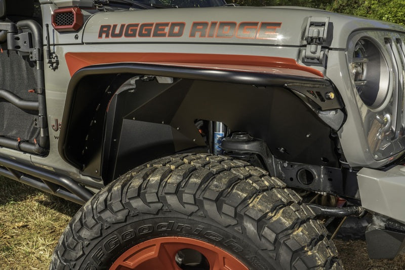 Rugged Ridge Inner Fender Liners Frnt Aluminum Black 18-20 Jeep Wrangler JL Rugged Ridge