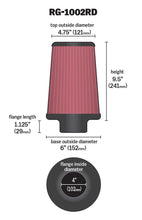 Load image into Gallery viewer, K&amp;N Universal Air Filter Chrome Round Tapered Red - 4in Flange ID x 1.125in Flange Length x 9.5in H K&amp;N Engineering