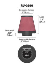 Load image into Gallery viewer, K&amp;N Filter Universal Rubber Filter 1 3/4 inch Flange 3 inch Base 2 inch Top 2.5 inch Height K&amp;N Engineering