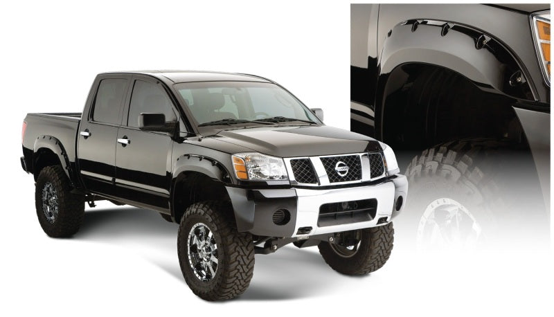 Bushwacker 04-15 Nissan Titan Pocket Style Flares 2pc 67.1/78.9/84/96in - Black Bushwacker